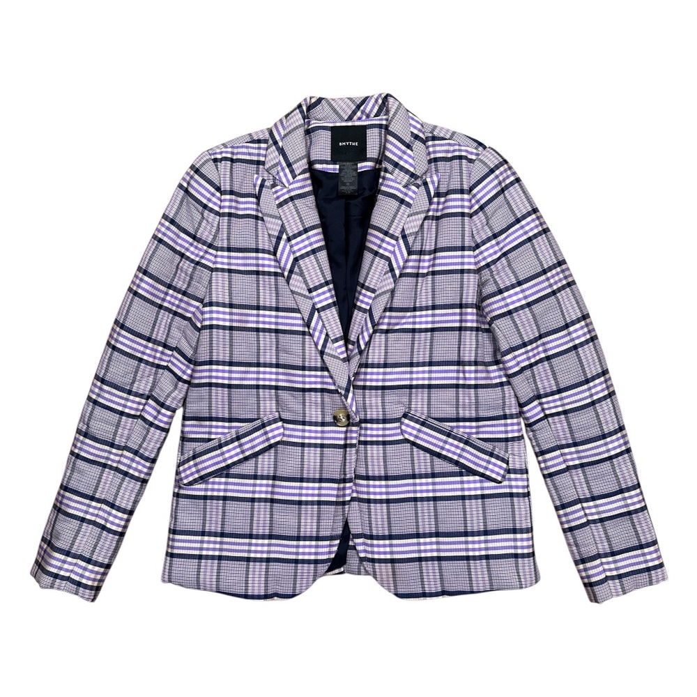 Smythe Purple Plaid Single-Button Blazer